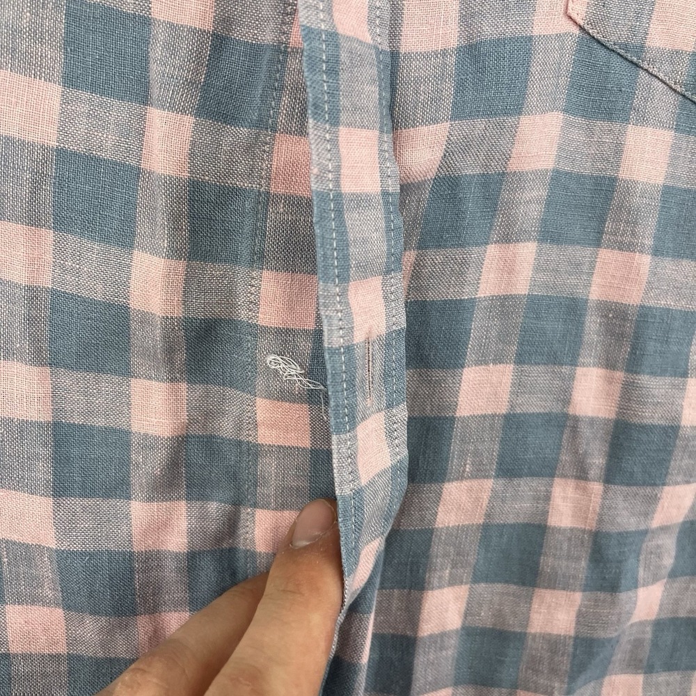 UNTUCKit Linen Shirt Mens Large Blue/Pink Button Down Linen Lightweight L - Picture 4 of 9